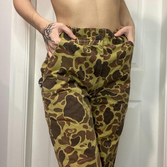 Red Head Brown and Green Camo Print Straight Fit Trousers - Picture 2 of 4